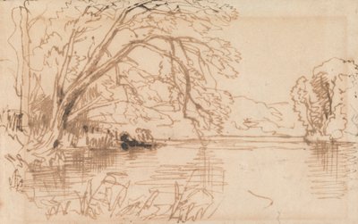 Ein Baum über einem Fluss von Thomas Creswick