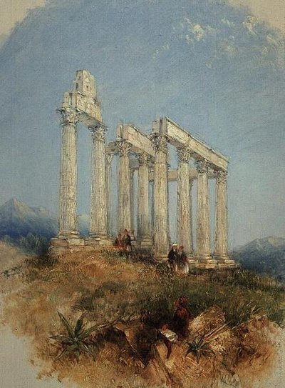 Der Tempel des Jupiter Olympius, Athen von Thomas Creswick