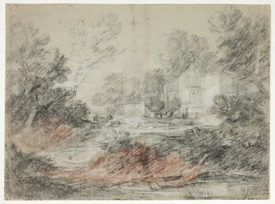 Landschaft mit Gebäuden an einem Bach von Thomas Gainsborough