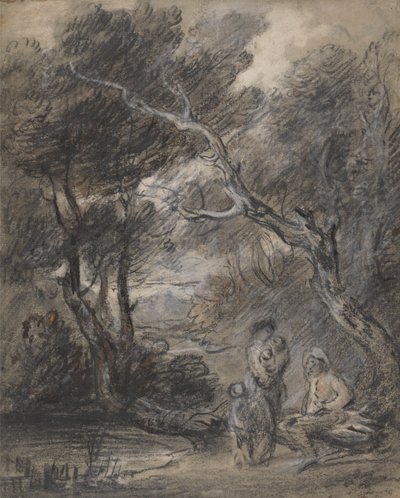 Bewaldete Landschaft mit Figuren von Thomas Gainsborough