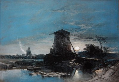 Niederländische Landschaft bei Mondschein von Thomas Leeson the Elder Rowbotham