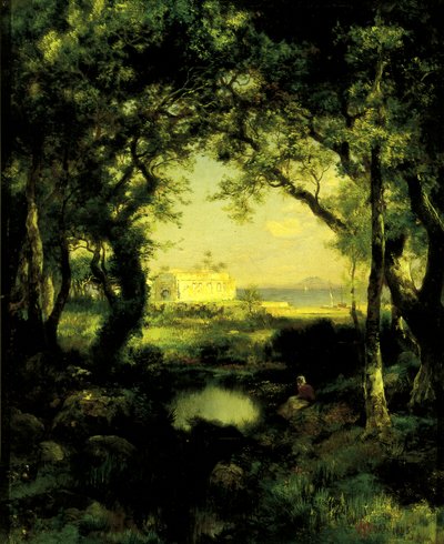 Eine mexikanische Hacienda, See Cuitzeo, 1885 von Thomas Moran