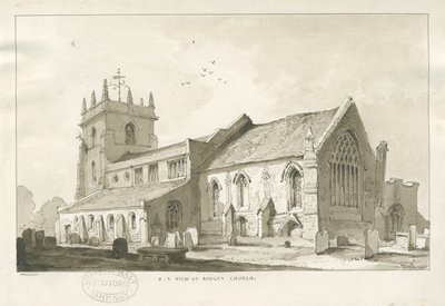 Audley Kirche (Sepia-Zeichnung) von Thomas Peploe Wood