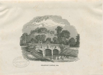 Chartley Castle [Halle]: Holzschnitt (vignettierte) von Thomas Peploe Wood