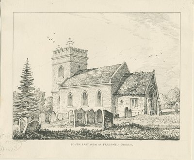 Fradswell Kirche: Feder- und Tuschzeichnung von Thomas Peploe Wood