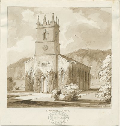 Kidsgrove Kirche: Sepia-Zeichnung von Thomas Peploe Wood