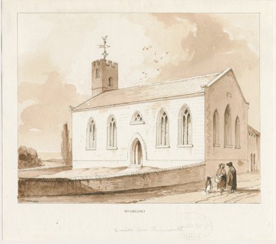 Wilnecote Kirche: Sepiawaschzeichnung von Thomas Peploe Wood