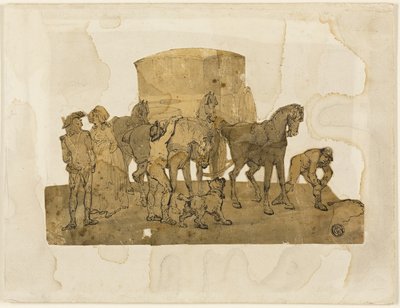 Kutschpferde und Stallknechte von Thomas Rowlandson