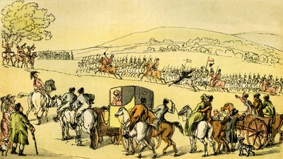 Dr. Syntax bei einer Überprüfung von Thomas Rowlandson