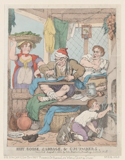Heiße Gans, Kohl und Gurken von Thomas Rowlandson