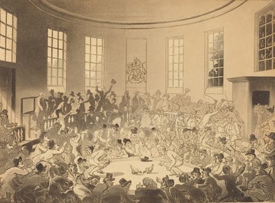 Königliche Hahnenkampfarena, veröffentlicht 1808 von Thomas Rowlandson