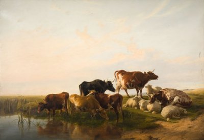 Landschaft mit Rindern und Schafen, 1872 von Thomas Sidney Cooper