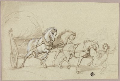 Kind führt drei Pferde und Wagen von Thomas Stothard