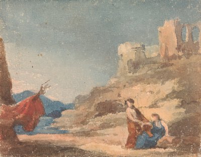 Figuren unter Ruinen auf einem Hügel von Thomas Sully