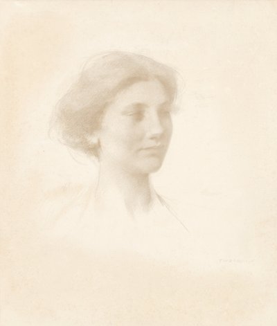 Kopf eines Mädchens von Thomas Wilmer Dewing