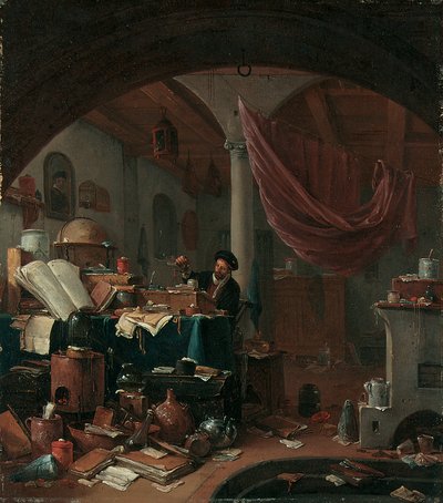 Ein Alchemist in seinem Arbeitszimmer von Thomas Wyck