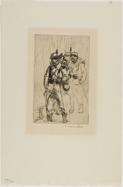 Drei Soldaten beim Gehen von Théophile Alexandre Pierre Steinlen