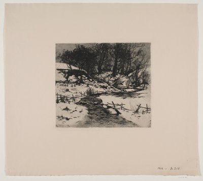 Winterlicher Wasserlauf bei einem Wald von Thorvald Niss