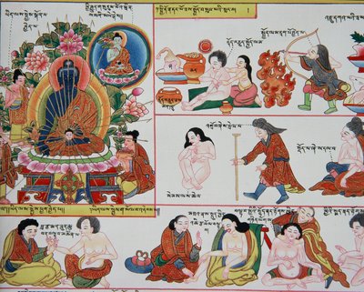 Manuskript über tibetische Medizin von Tibetan School