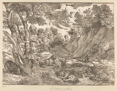 Landschaft mit dem heiligen Hieronymus von Titiaan