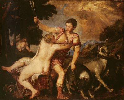 Venus und Adonis, 1555 von Tiziano Vecelli
