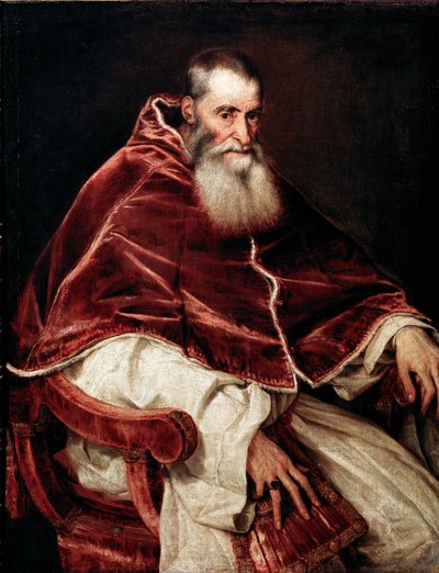 Porträt von Papst Paul III. von Tiziano Vecelli