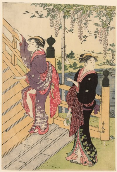 Bewunderung der Glyzinien am Kameido-Schrein von Torii Kiyonaga