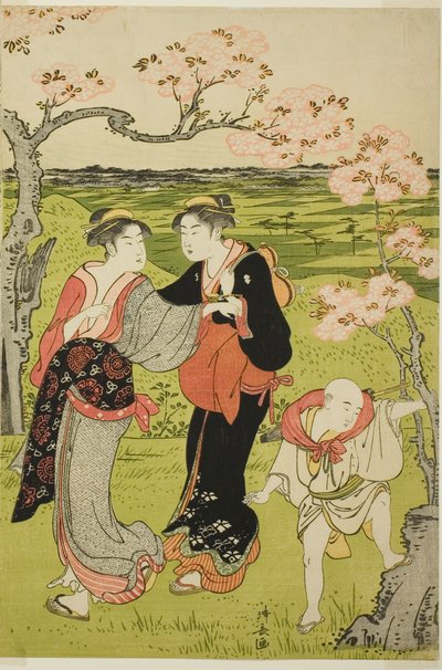 Kirschblütenbesichtigung am Asuka-Hügel von Torii Kiyonaga