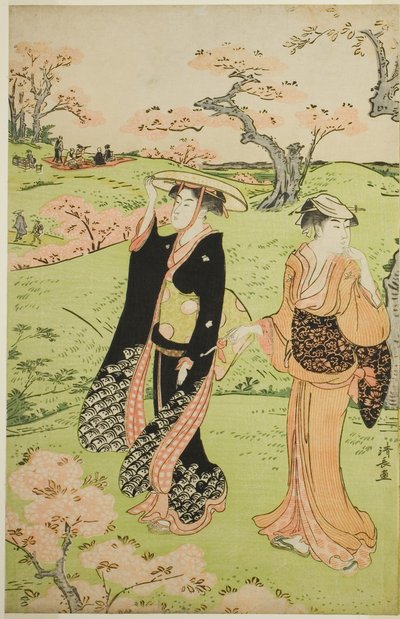 Kirschblütenbesichtigung am Asuka-Hügel von Torii Kiyonaga