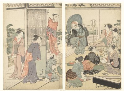 Fest im Komeikan Teehaus von Torii Kiyonaga