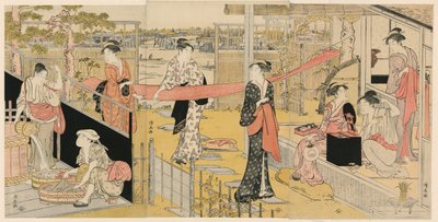 Frauen beim Wäschewaschen von Torii Kiyonaga