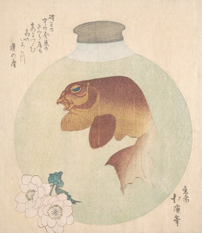 Goldfisch in einer Glasflasche, 19. Jahrhundert von Totoya Hokkei