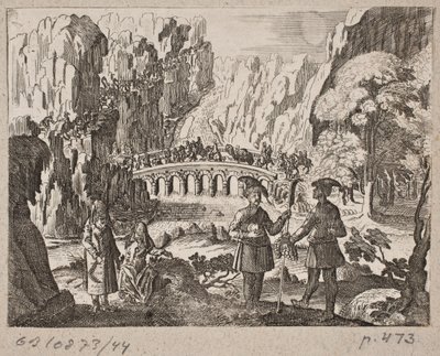 Karawane, die eine Brücke überquert von Ubekendt