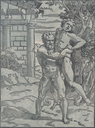 Herkules und Antäus von Ugo da Carpi