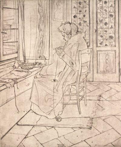 Die Mutter des Künstlers beim Häkeln von Umberto Boccioni