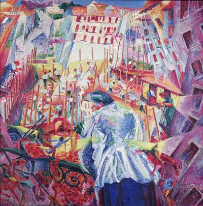 Die Straße betritt das Haus, 1911 von Umberto Boccioni
