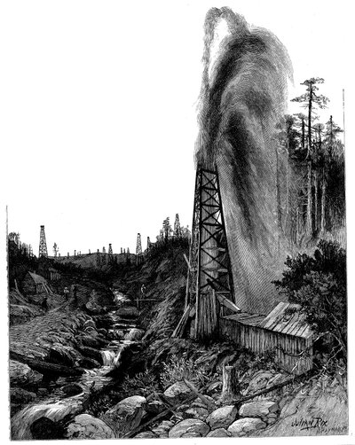 Ein Geysir in den Pennsylvanischen Ölfeldern, USA, 1886 von Unbekannt
