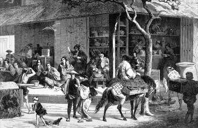 Ein Teemarkt in Japan, ca. 1880 von Unbekannt