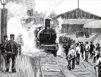 Ein Zug verlässt den Bahnhof Plymouth von Unbekannt
