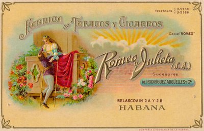Werbung für Romeo y Julieta Zigarren, um 1900 von Unbekannt