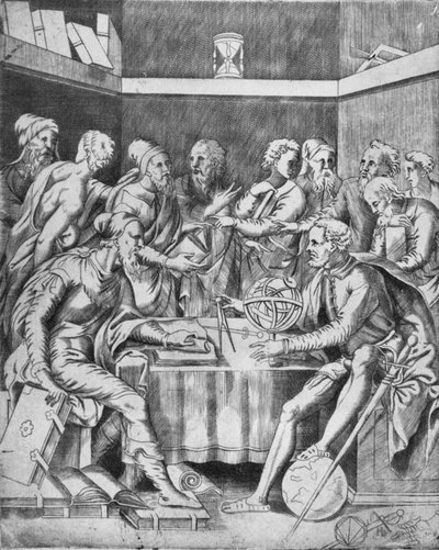 Agrippa unterrichtet seine Schüler in Mathematik von Unbekannt