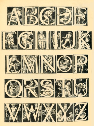 Alphabetdesign für Fliesen, 1864 von Unbekannt