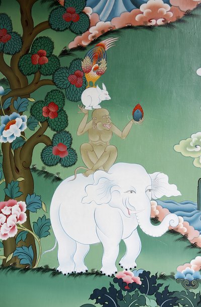 Tierfreundschaftsgeschichte im Kopan-Kloster, Kathmandu, Nepal von Unbekannt