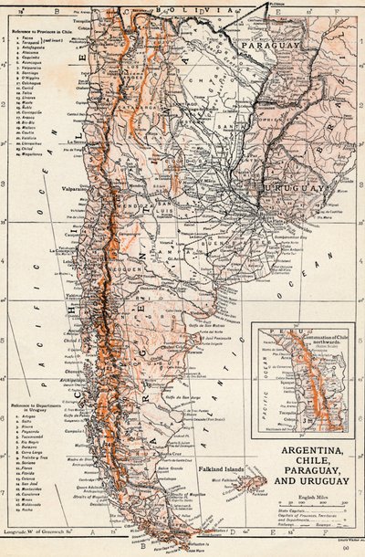 Argentinien, Chile, Paraguay und Uruguay von Unbekannt