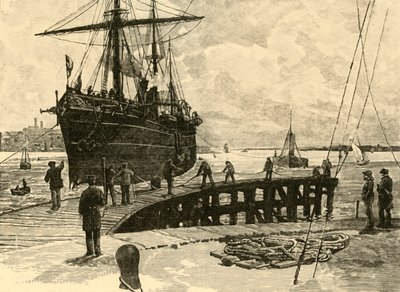 Ankunft eines Dampfers in den Docks von Southampton, 1898 von Unbekannt