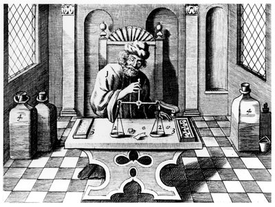 Probierer testet Gold- und Silberproben, 1683 von Unbekannt