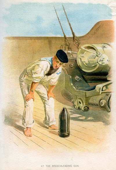 Am Hinterladergeschütz, um 1890-1893 von Unbekannt