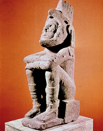 Aztekische Skulptur einer sitzenden männlichen Figur, um 1375-1521 von Unbekannt