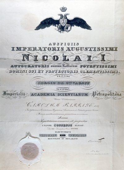 Babbage-Diplom von der Imperialis Academia Scientiarum Petropolitana von Unbekannt