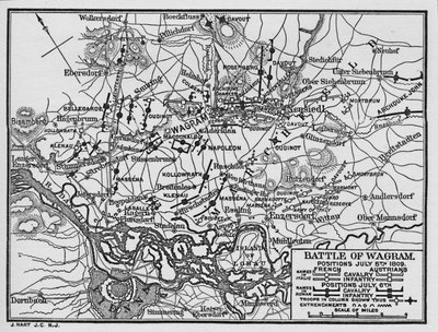 Schlacht von Wagram, Positionen am 5. Juli 1809, 1896 von Unbekannt